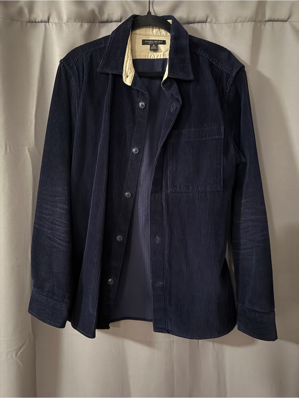 Banana Republic Navy Corduroy Jacket with Tan Contrast Collar